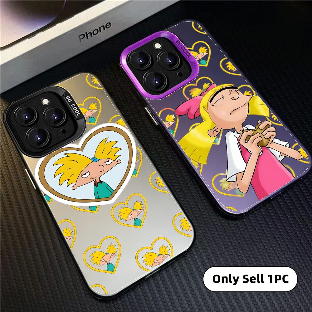 Phone Cases H&M - 漫画「ヘイ・アーノルド！」 iPhone 18、17、16、15、14、13、12、11 Pro Max、Air対応、カラフルなマット加工のレーザーオーロラデザインのスマホケース。