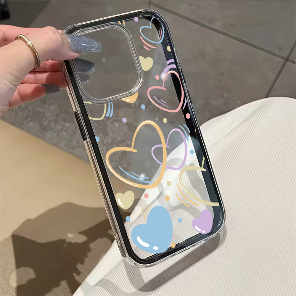 可愛いカラフルハート柄スマホケース iPhone 17 16 - Phone Cases Xr Iphone のレビューと価格