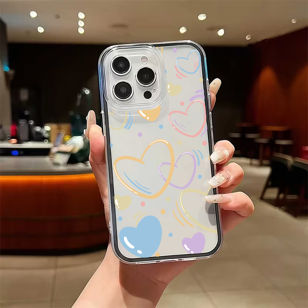 可愛いカラフルハート柄スマホケース iPhone 17 16 - Phone Cases Xr Iphone のレビューと価格