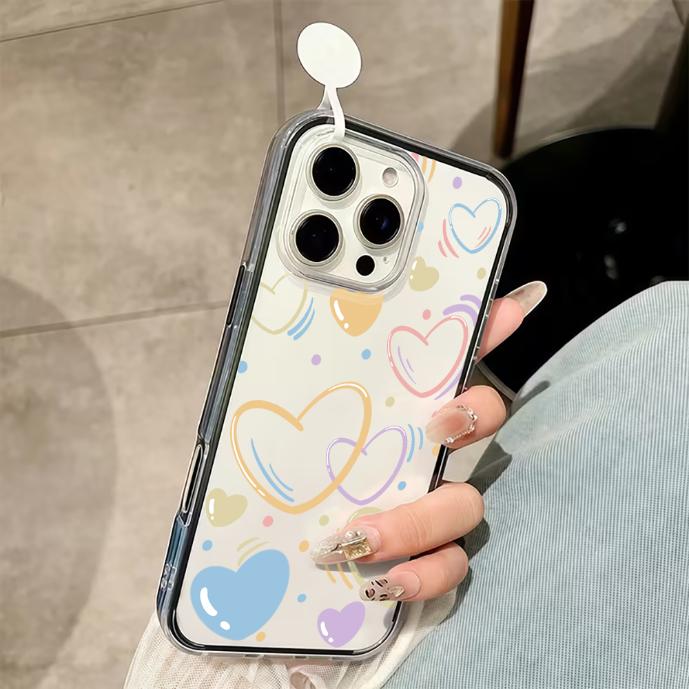 可愛いカラフルハート柄スマホケース iPhone 17 16 - Phone Cases Xr Iphone のレビューと価格