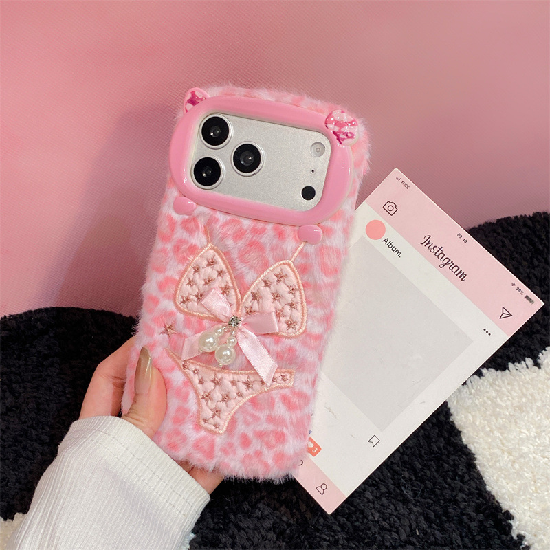 高級感のあるレオパード柄ビキニプリントのぬいぐるみ風スマホケ - Phone Cases For Iphone 16 のレビューと価格