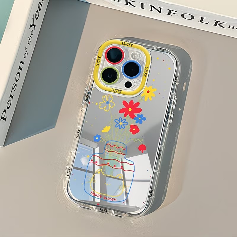 夏のデイジー柄、猫の絵が描かれた花瓶デザインのスマートフォン - Phone Cases Xr Iphone のレビューと価格