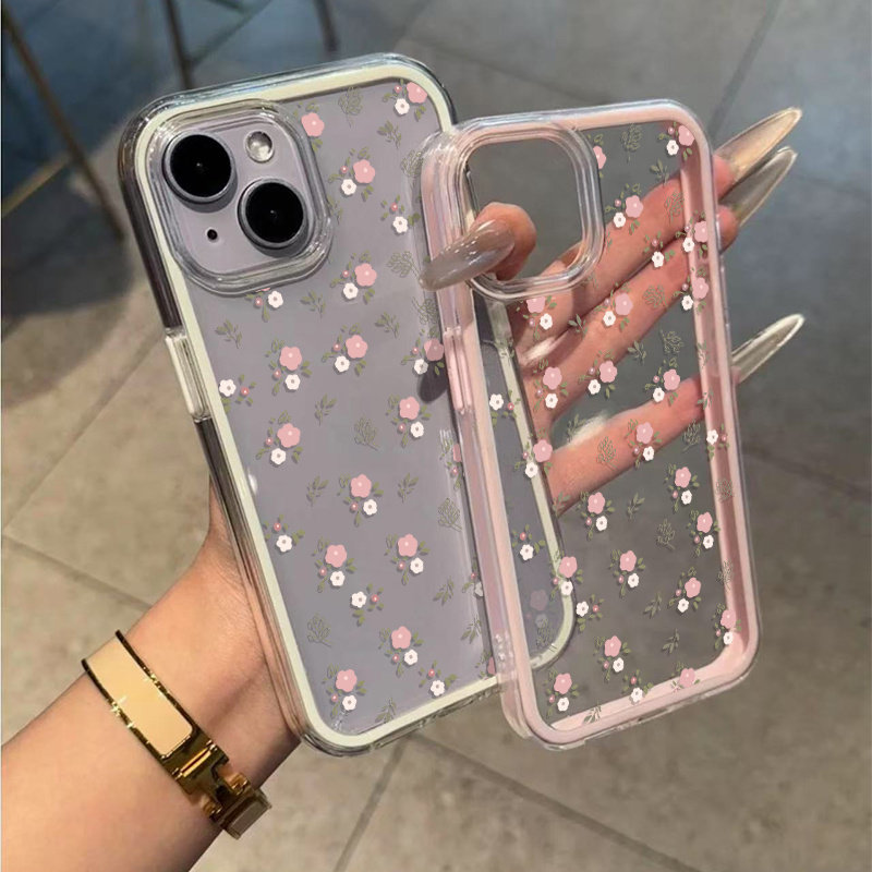 グリーンリーフピンクフラワー2in1クリアソフトTPUスマホ - Phone Cases Xr Iphone のレビューと価格