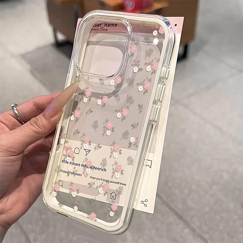 グリーンリーフピンクフラワー2in1クリアソフトTPUスマホ - Phone Cases Xr Iphone のレビューと価格