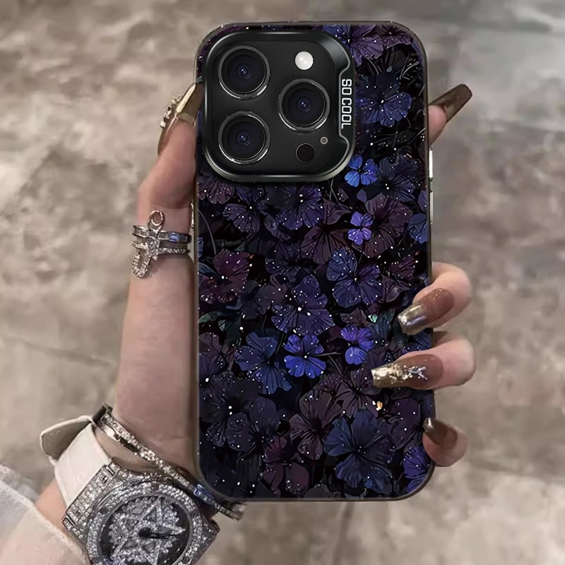 紫の花柄電気メッキレーザーTPUスマホケース iPhone  - Phone Cases Xr Iphone のレビューと価格