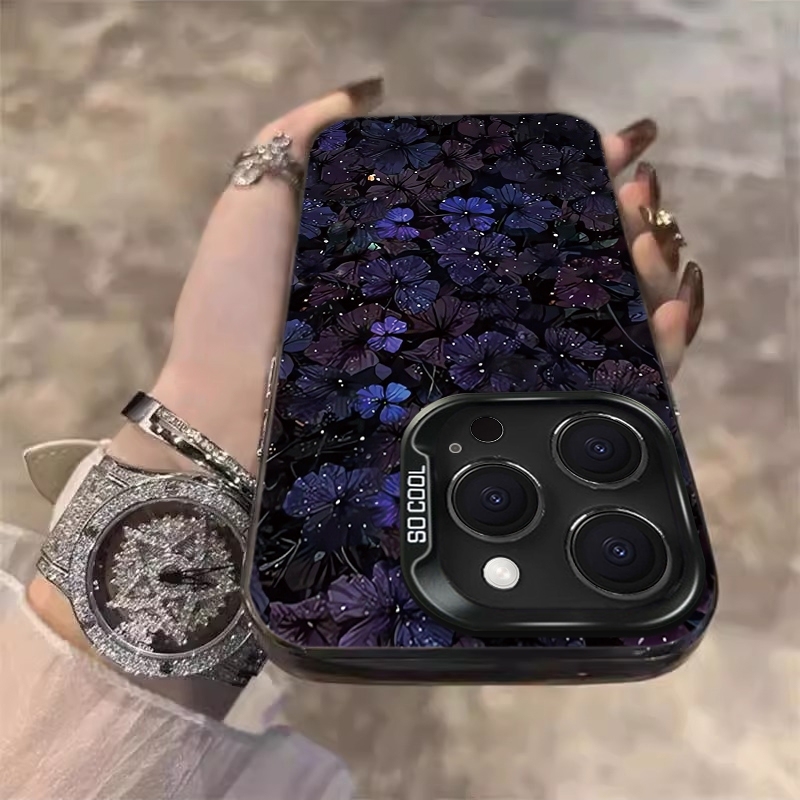 紫の花柄電気メッキレーザーTPUスマホケース iPhone  - Phone Cases Xr Iphone のレビューと価格